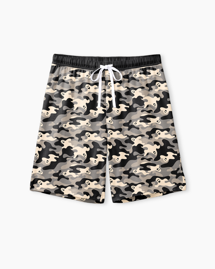 Camo Halloween Ghost Bamboo Men Short Sleeve Short Pajama Set
