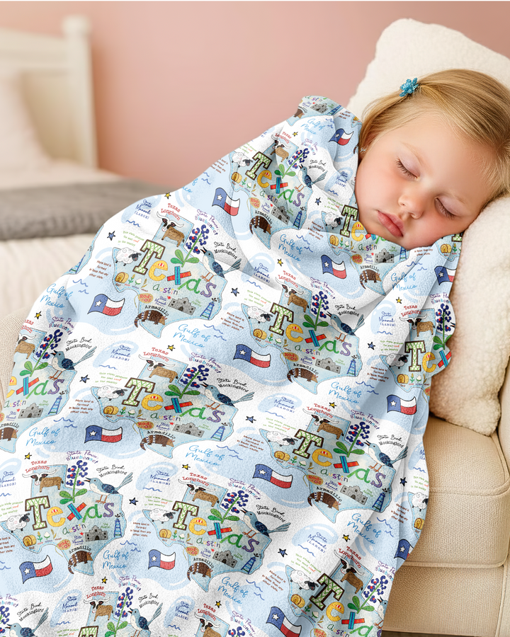Texas Map Family Matching Bamboo Blanket