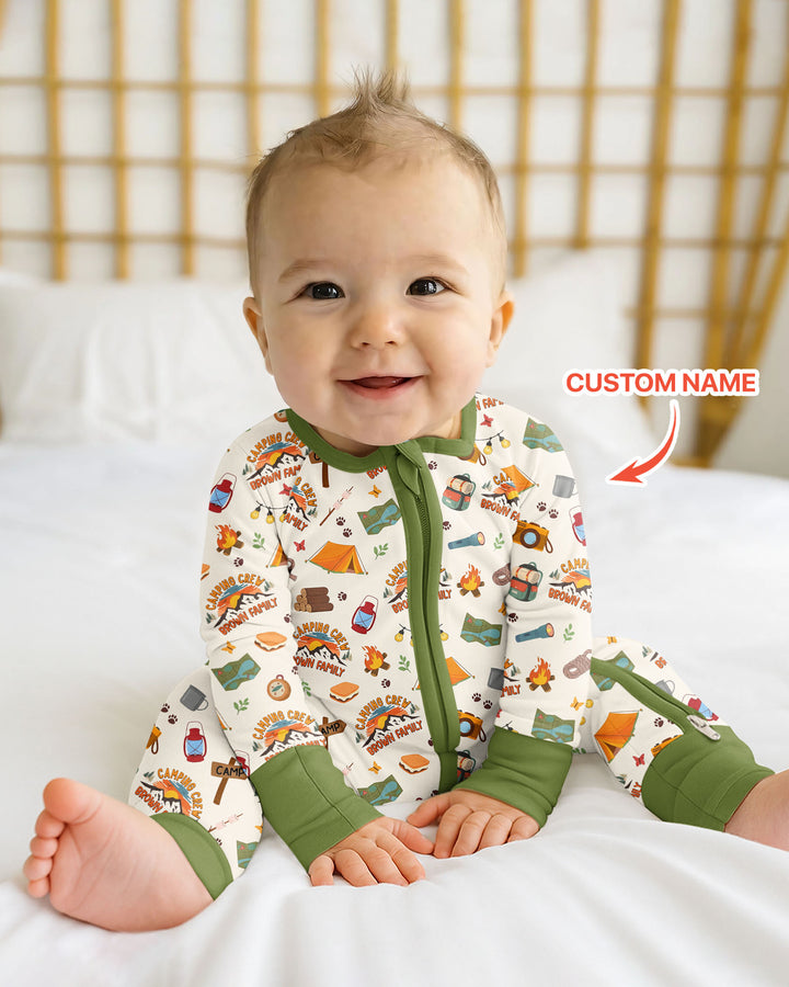 Custom Name Camping Crew Family Matching Bamboo Convertible Zippy