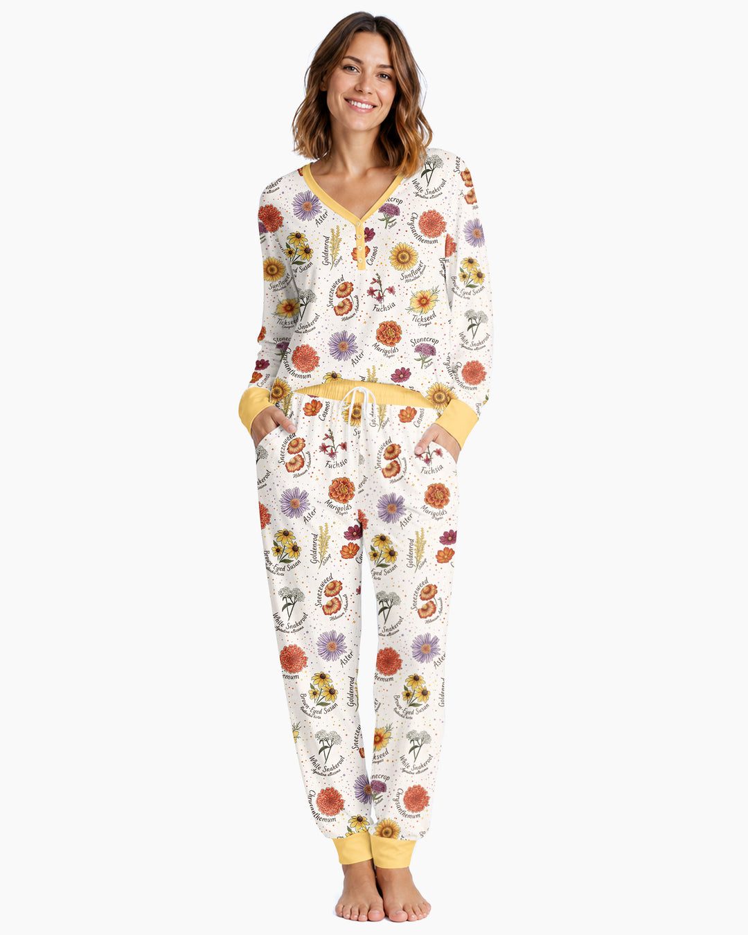 Autumn Blooms of North America Bamboo Women Pajama Set