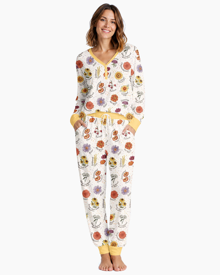 Autumn Blooms of North America Bamboo Women Pajama Set