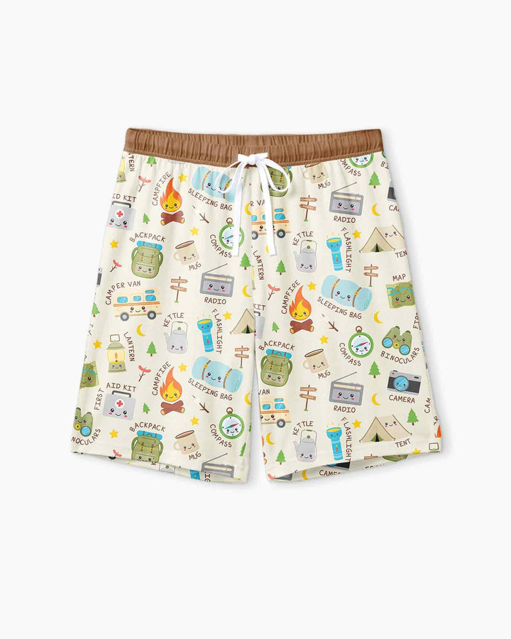 Little Camp Adventure Family Matching Bamboo Men Short Sleeve Short Pajama Set