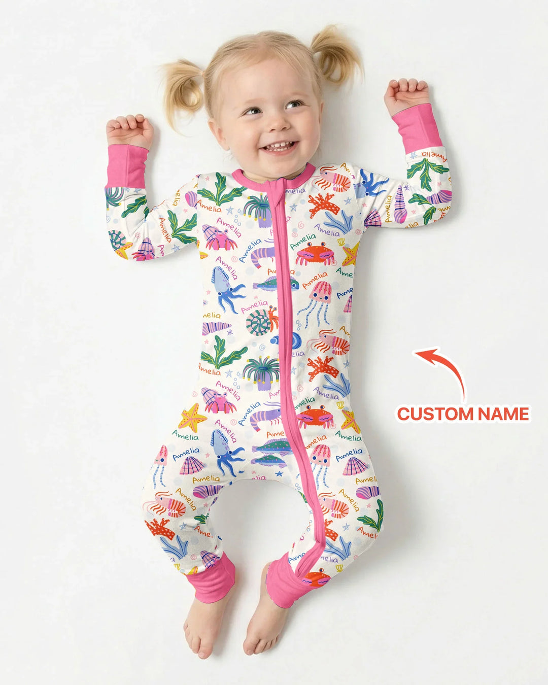 Tide Pool Pals Custom Name Bamboo Convertible Zippy