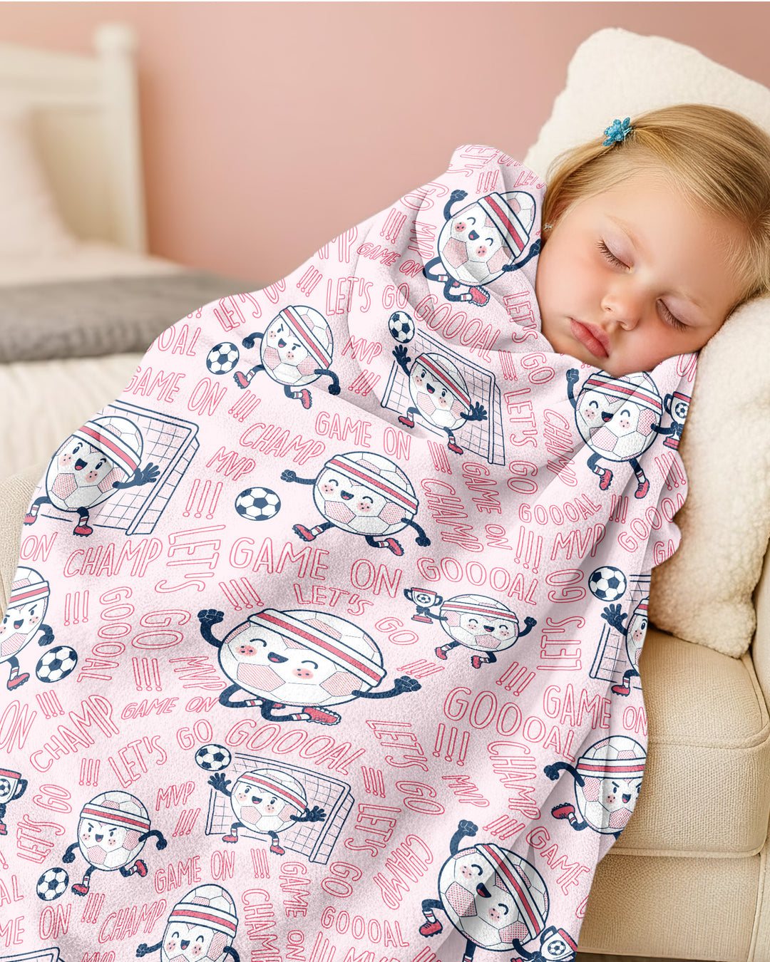 Happy Soccer Ball Family Matching Bamboo Blanket