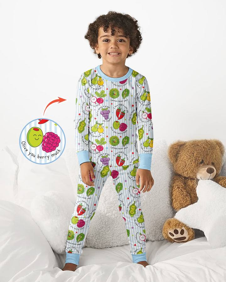 Fruits And Vegetables Love Puns Bamboo Two Piece Long Sleeve Pajama Set