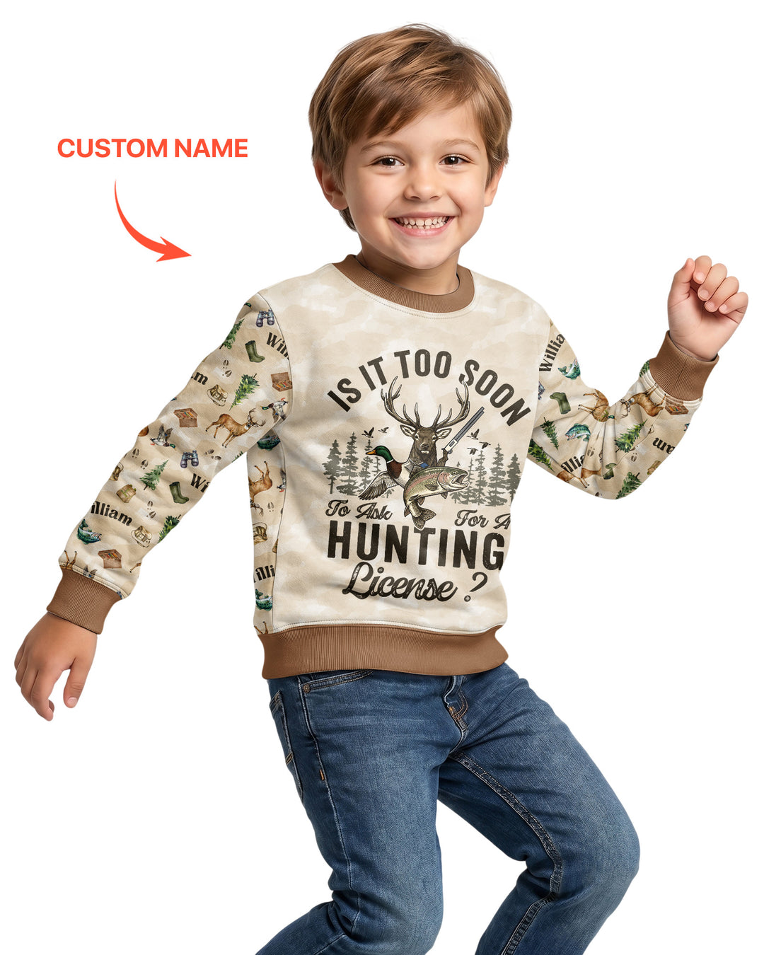 Personalized Funny Hunting Bamboo Crewneck Sweatshirt