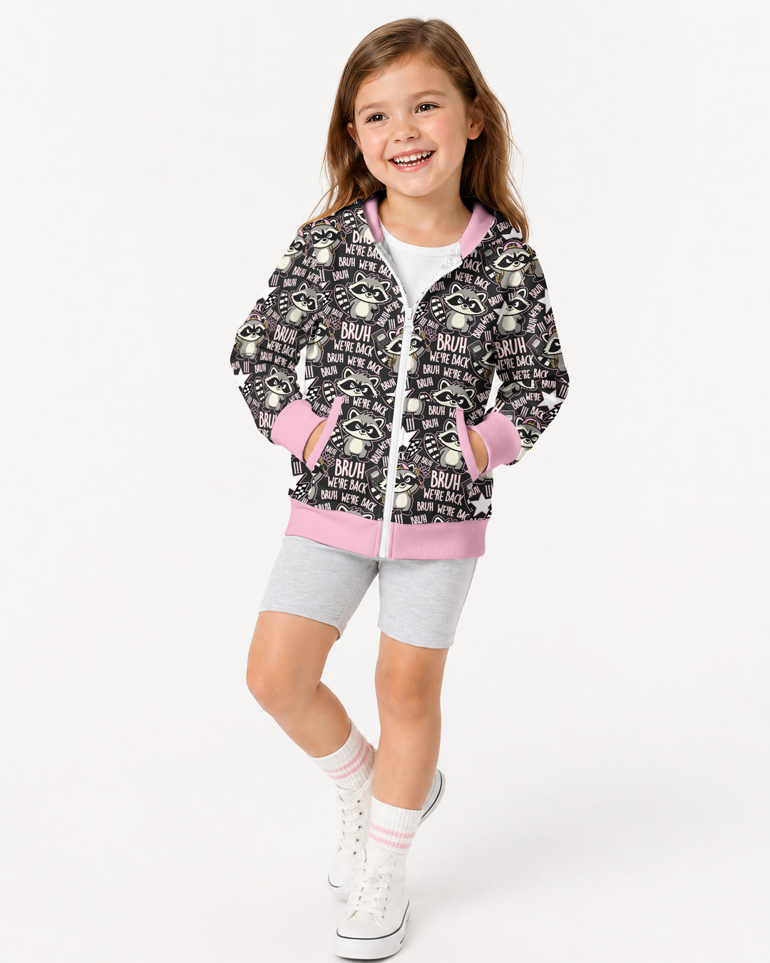 Bruh We're Back Raccoon Bamboo Zip Hoodie