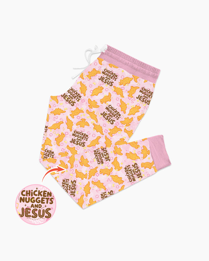 Chicken Nuggets and Jesus Family Matching Bamboo Women Pajama Set