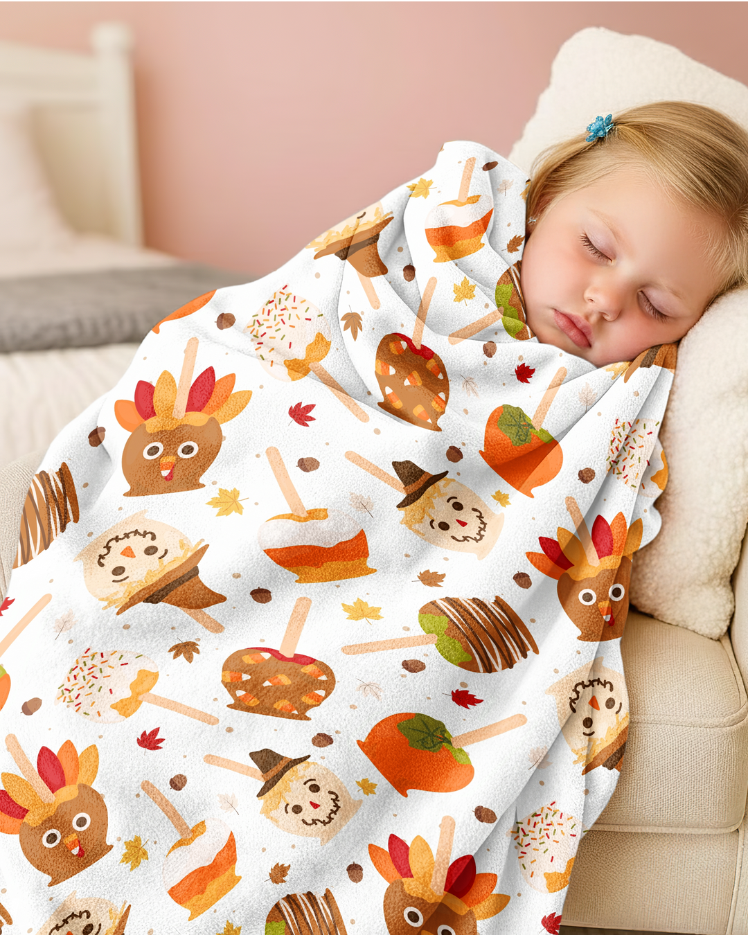 Fall Caramel Apple Family Matching Bamboo Blanket