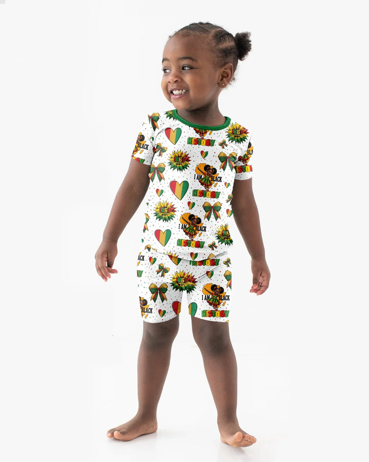 Juneteenth Girl I Am Black History Bamboo Two Piece Short Sleeve Shorts Pajama Set