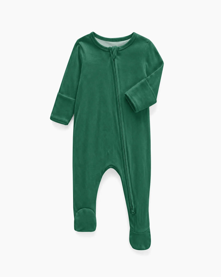 Solid Color Bamboo Zippered Footie Romper