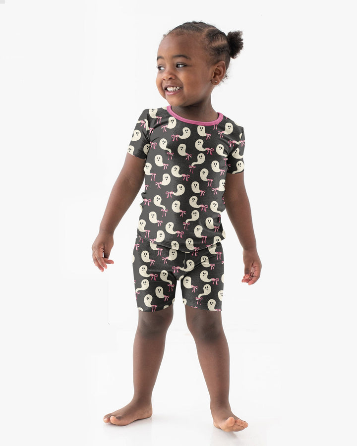 Little Ghosts Bamboo Two Piece Short Sleeve Shorts Pyjamas Set For Halloween
