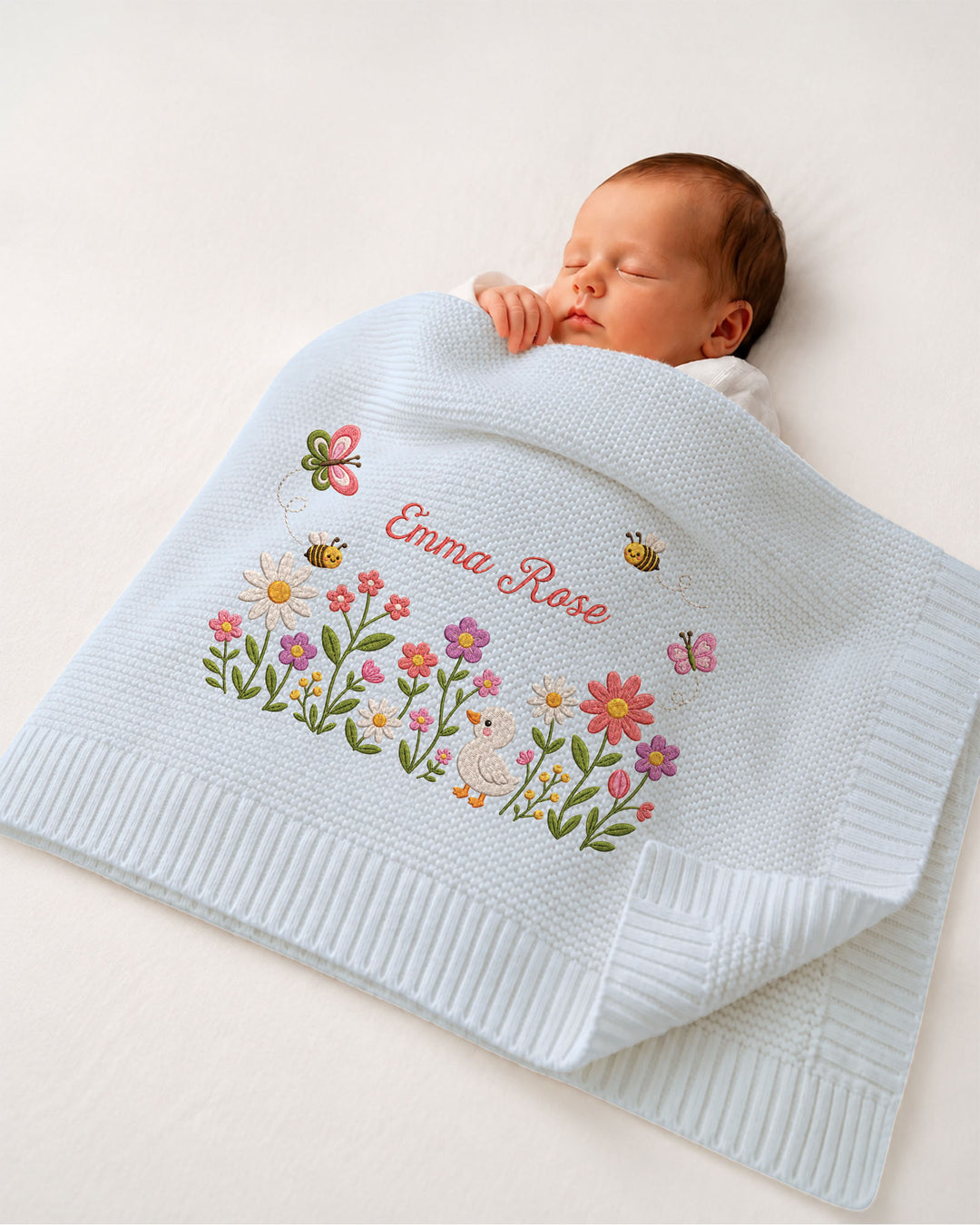 Lovely Floral Embroidered Baby Cotton Blanket