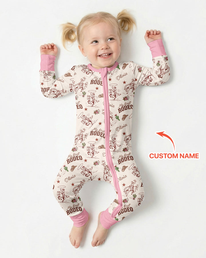 Custom Name First Rodeo Family Matching Bamboo Convertible Zippy