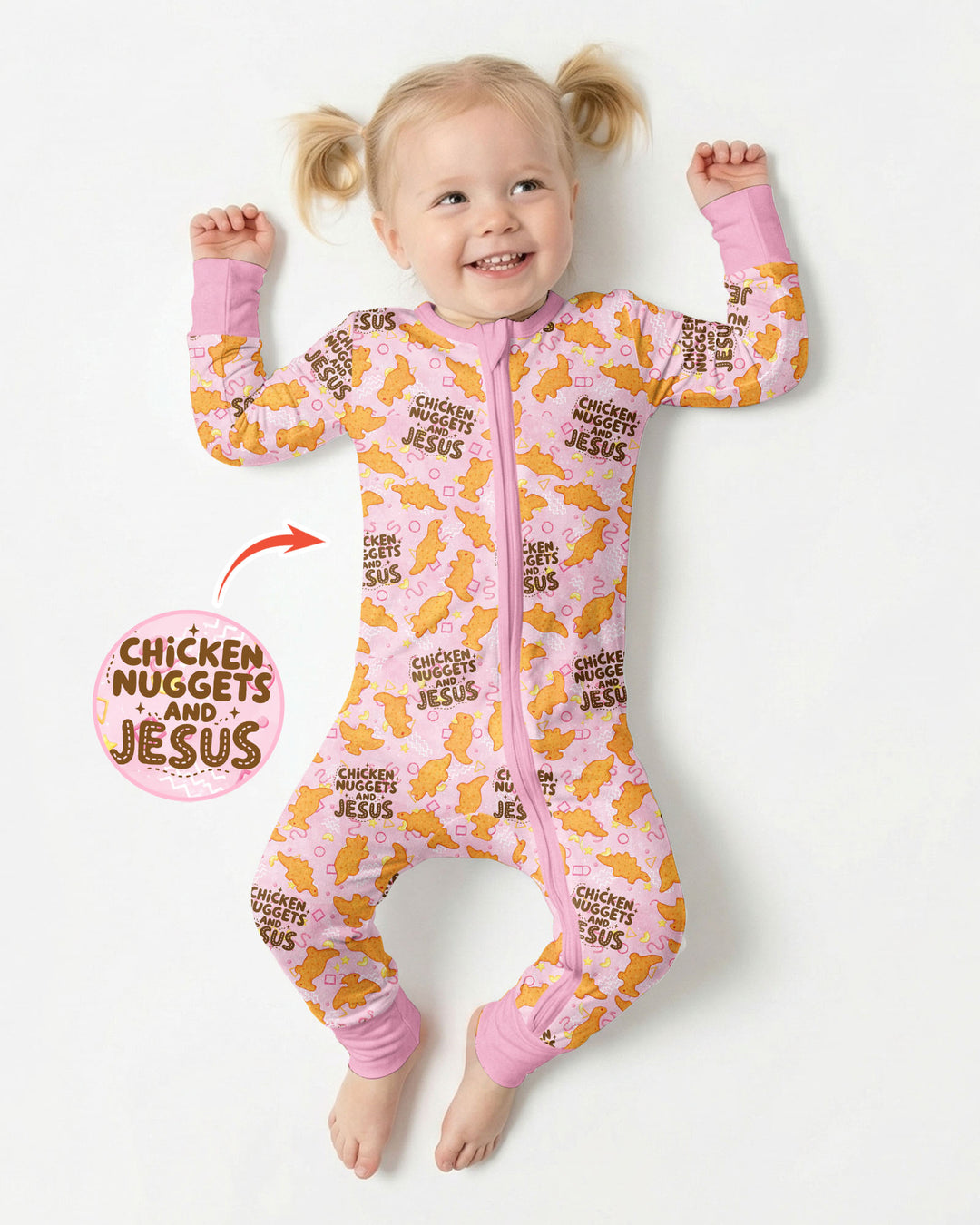 Chicken Nuggets and Jesus Family Matching Bamboo Convertible Zippy