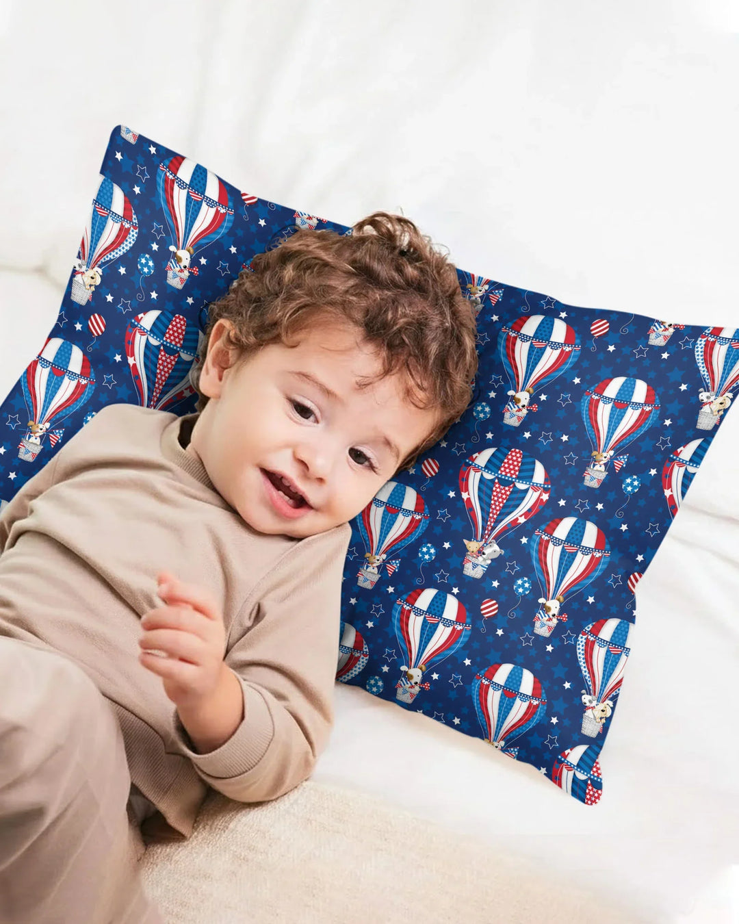 Patriotic Pups in Hot Air Balloons Family Matching Bamboo Pillow Case