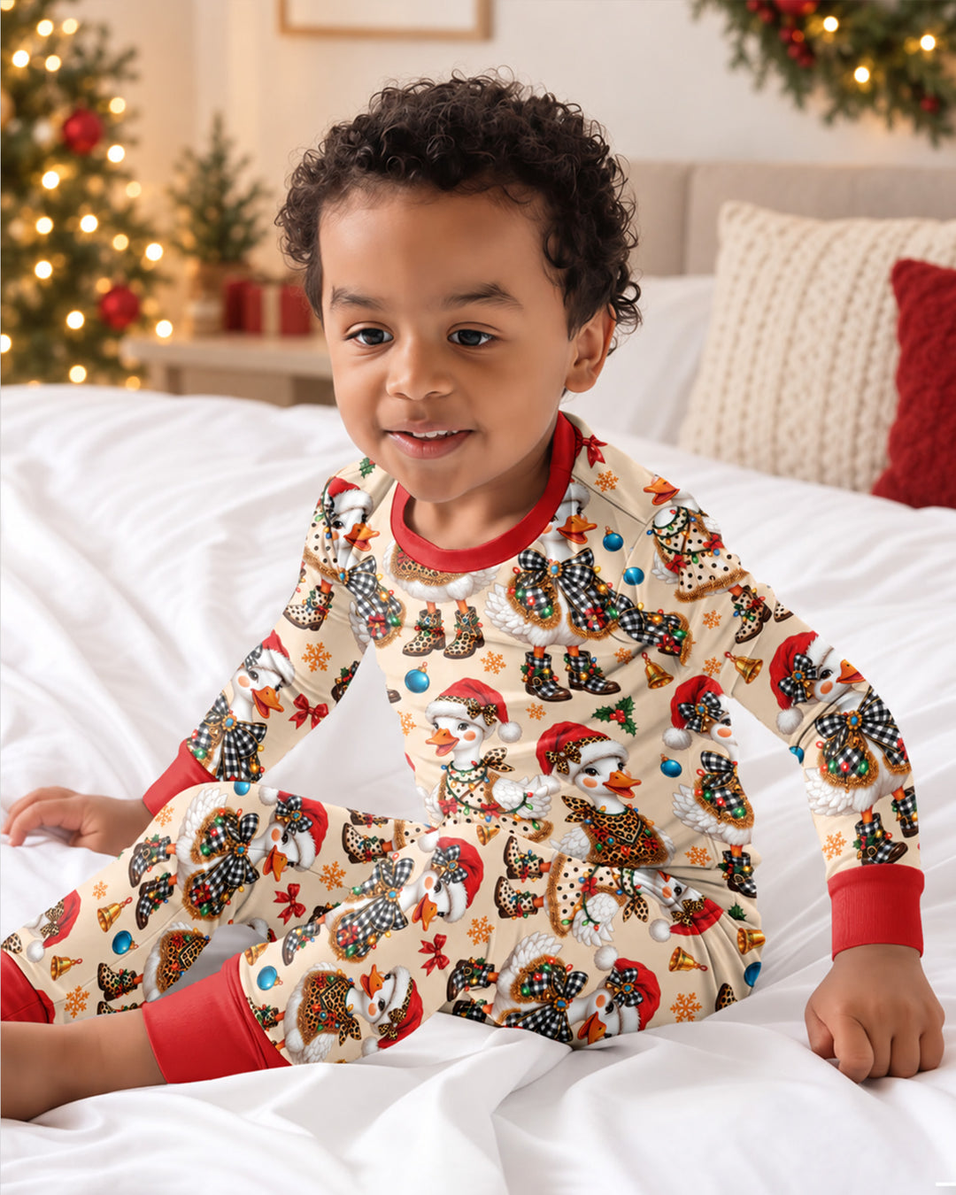 Holly Jolly Cowgirl Ducks Bamboo Two Piece Long Sleeve Pajama Set