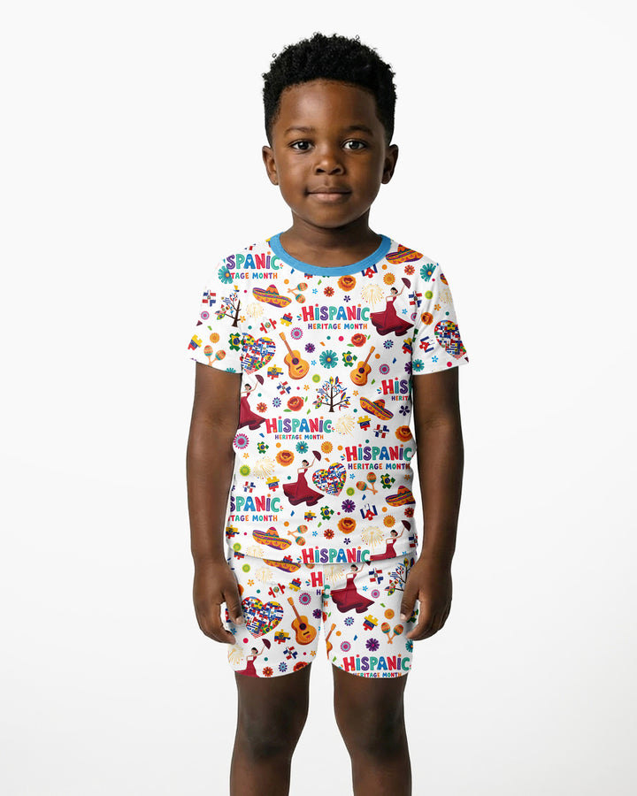 Fiesta Hispanic Heritage Month Bamboo Two Piece Short Sleeve Shorts Pajama Set