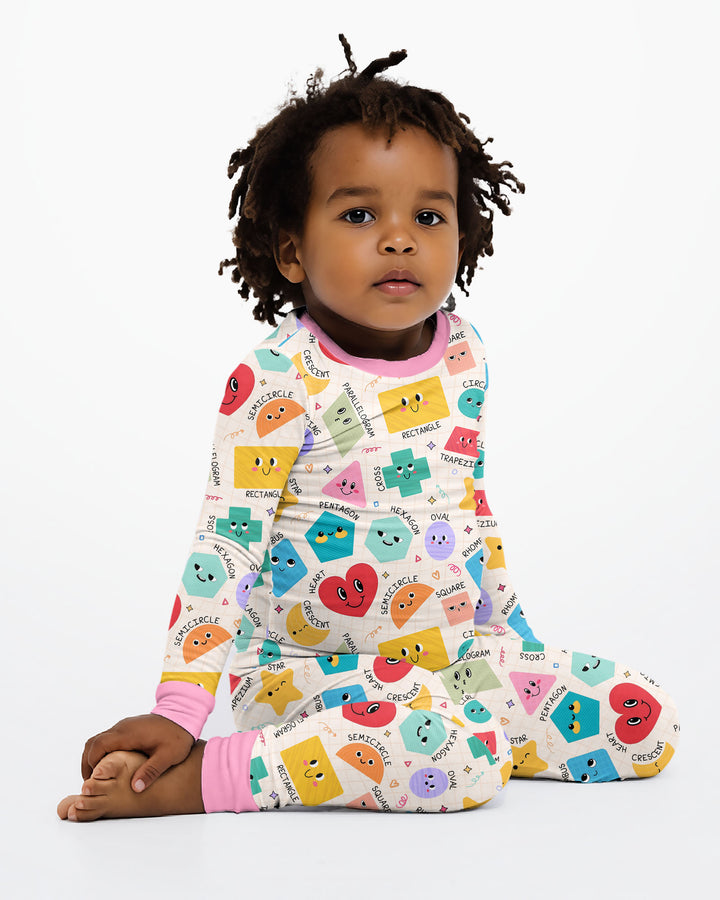 Happy Shape Squad Family Matching Bamboo Two Piece Long Sleeve Pajama Set