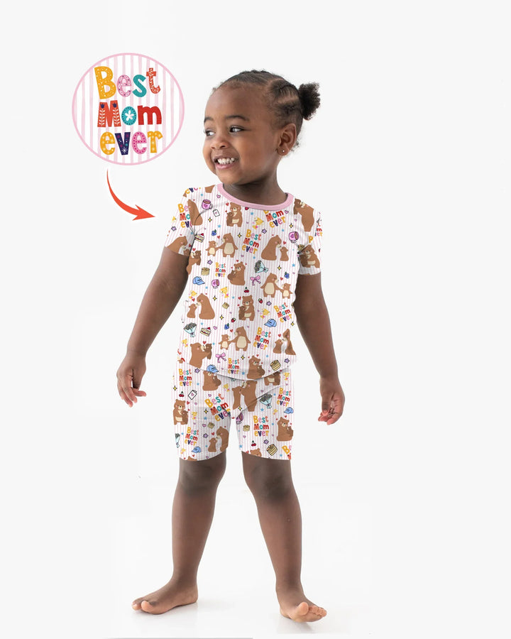 Best Mama Bear Ever Family Matching Bamboo Two Piece Short Sleeve Shorts Pajama Set