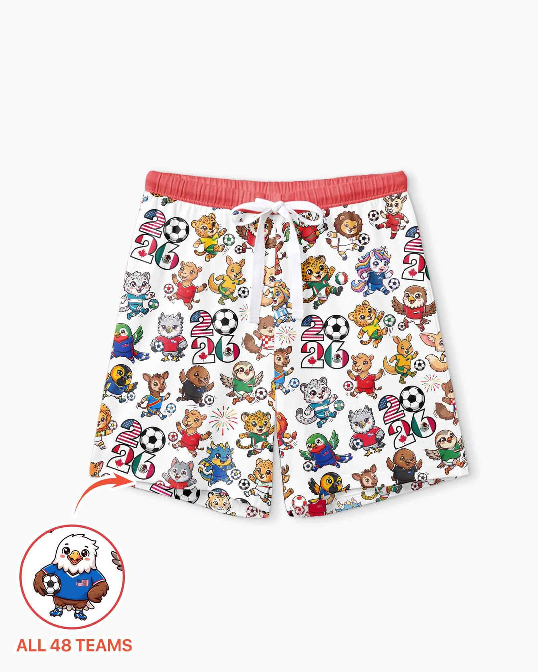 Kawaii Animals Soccer Tour 2026 Family Matching Bamboo Women Short Sleeve Short Pajama Set