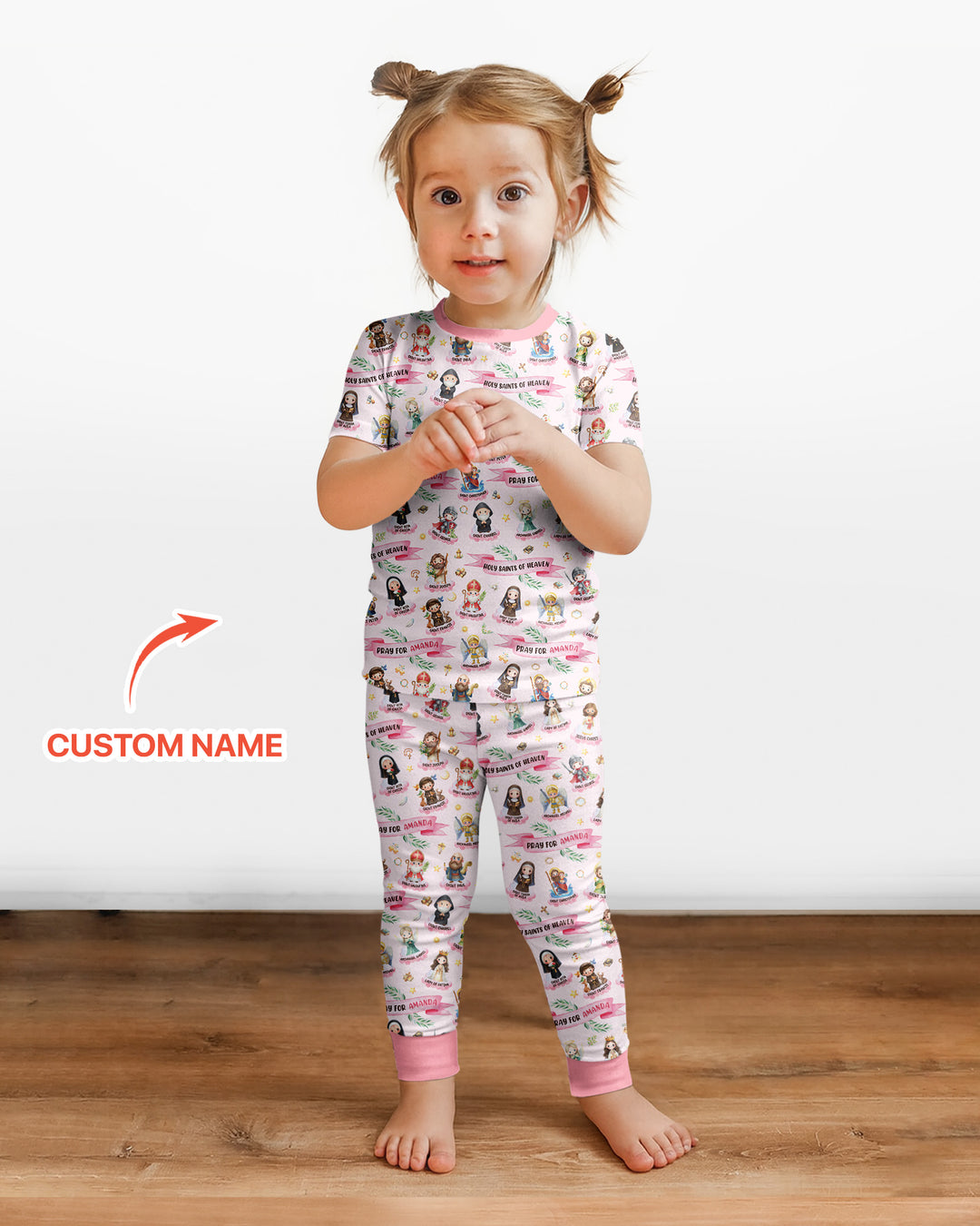 Holy Saints of Heaven Custom Name Bamboo Two Piece Short Sleeve Pajama Set