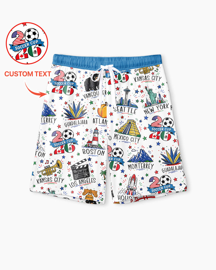 2026 Soccer Cup Host Citties Bamboo Men Short Sleeve Short Pajama Set