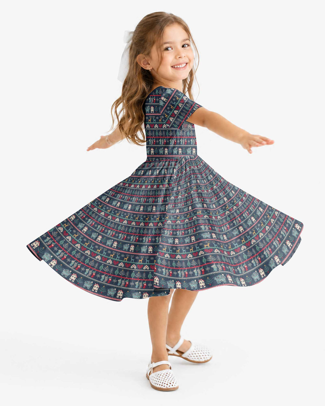 Vintage Nordic Christmas Bamboo Twirl Dress