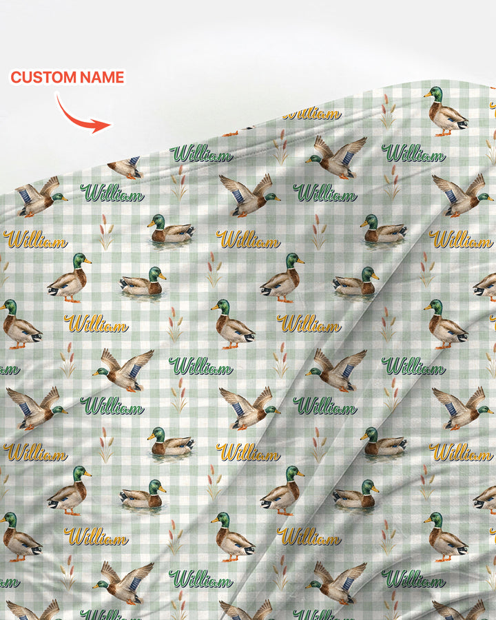 Mallard Duck Custom Name swaddle blanket