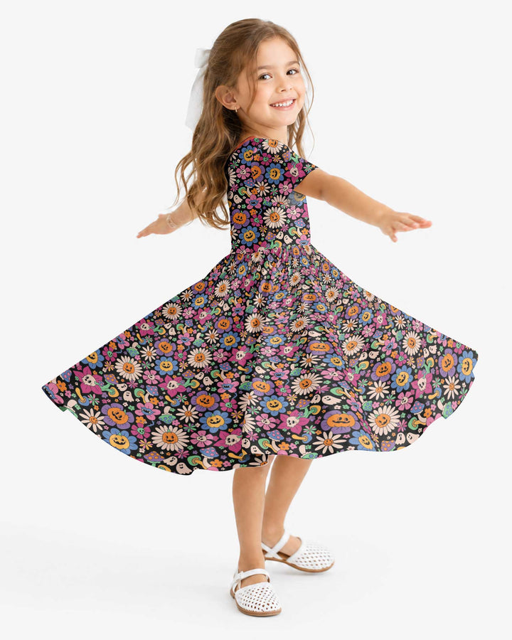 Halloween Flowers Bamboo Twirl Dress