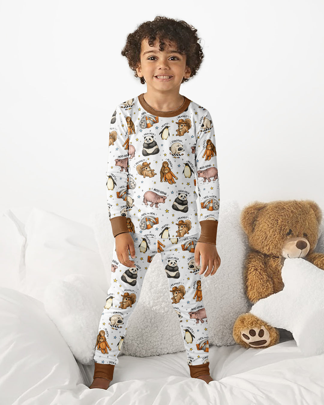 Cute Viral Animals Bamboo Two Piece Long Sleeve Pajama Set