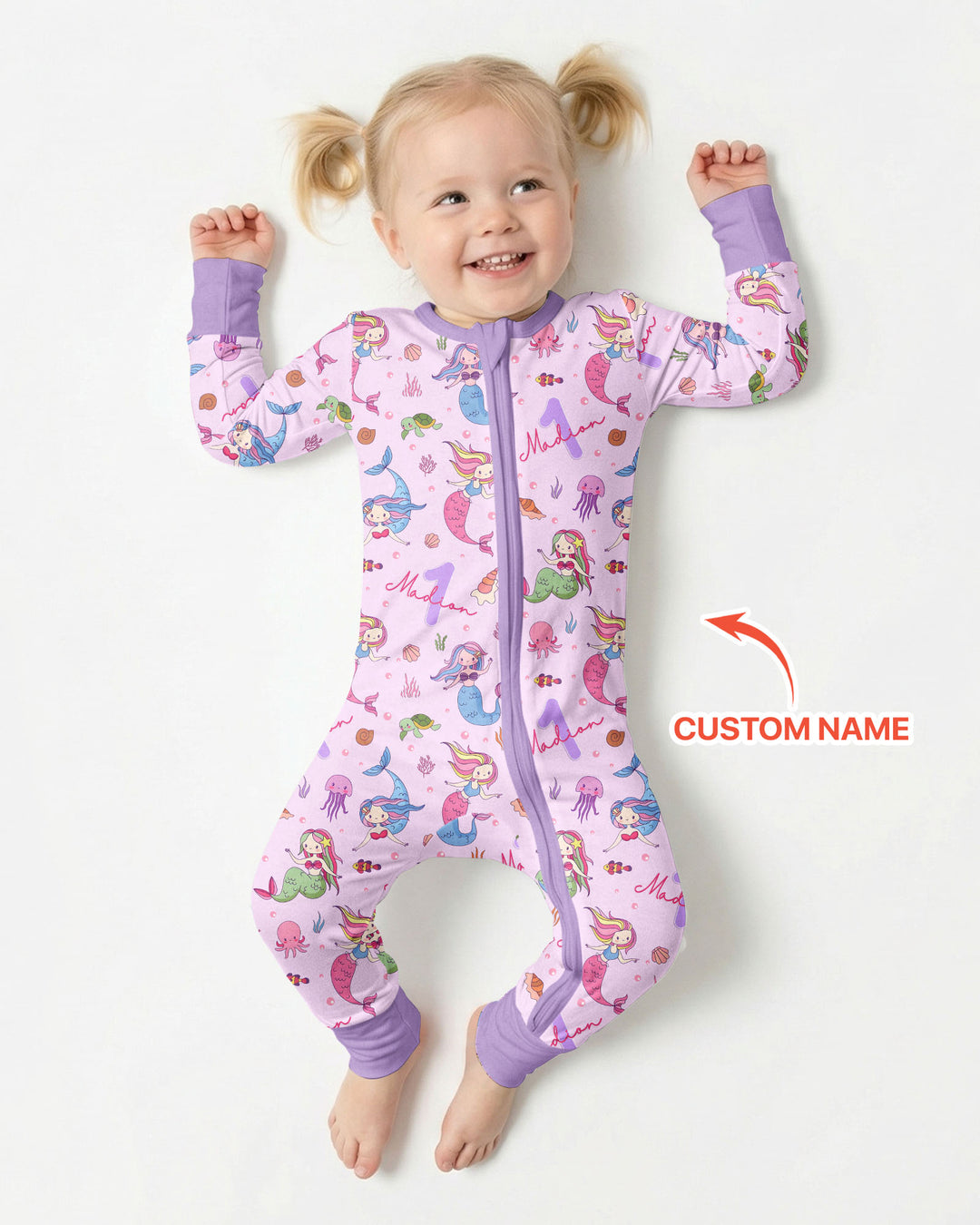 Custom Name Birthday Mermaid Bamboo Convertible Zippy