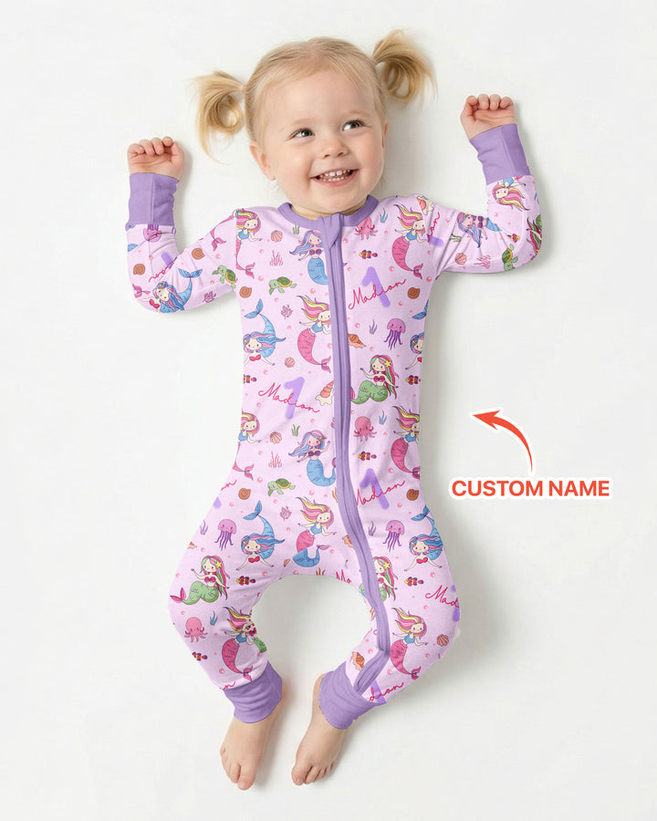 Custom Name Birthday Mermaid Bamboo Convertible Zippy
