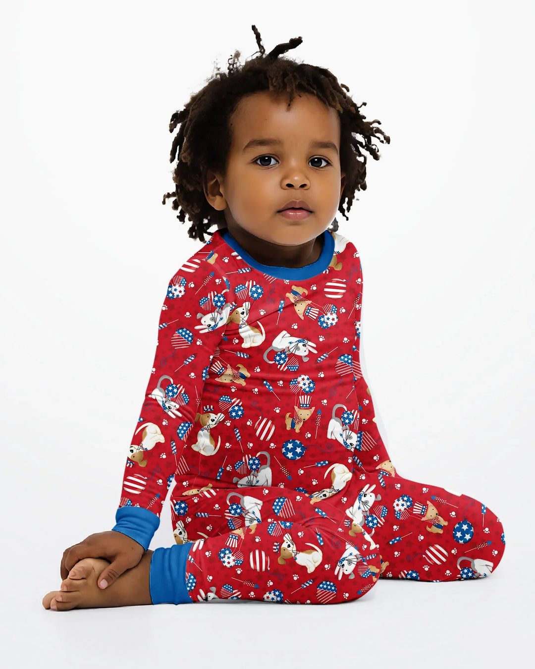 Red, White & Woof Family Matching Bamboo Two Piece Long Sleeve Pajama Set