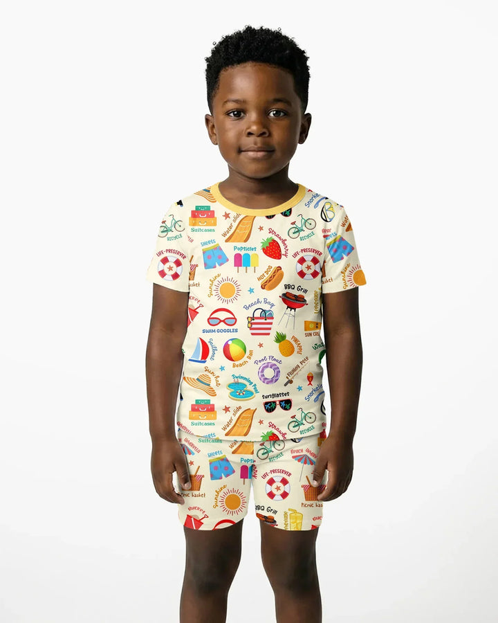 Love Summer Bamboo Two Piece Short Sleeve Shorts Pajama Set