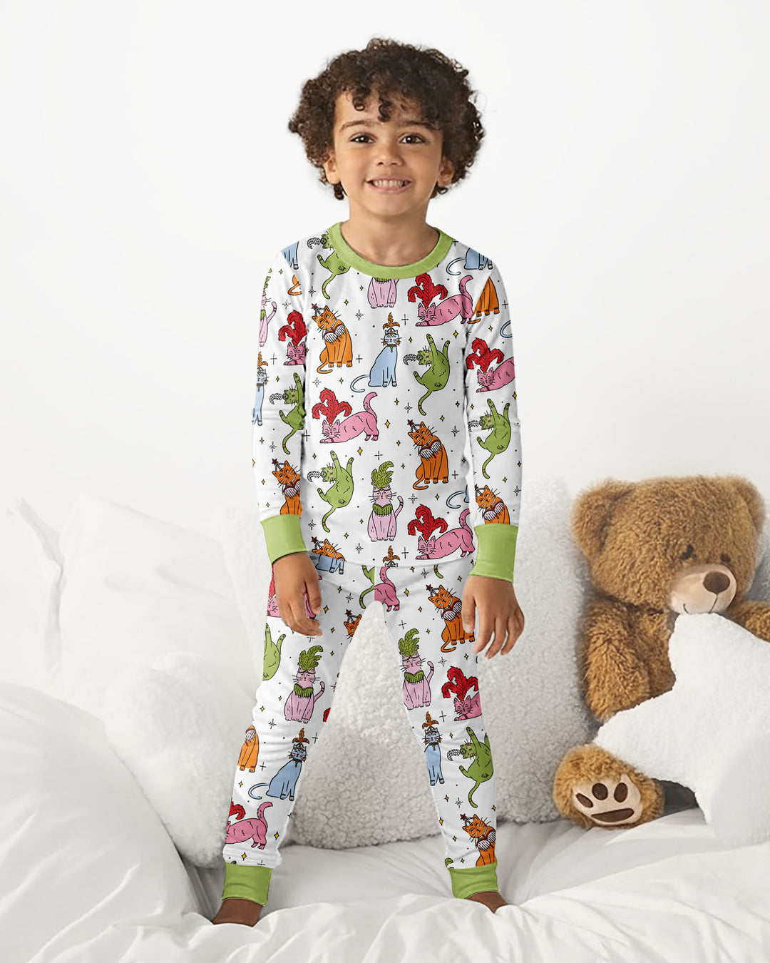 Whimsical Cats Bamboo Two Piece Long Sleeve Pajama Set