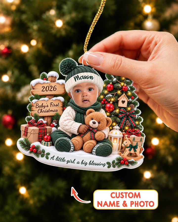 Baby’s First Christmas - Personalized Acrylic Ornament, First Christmas Keepsake, Newborn Baby Gift