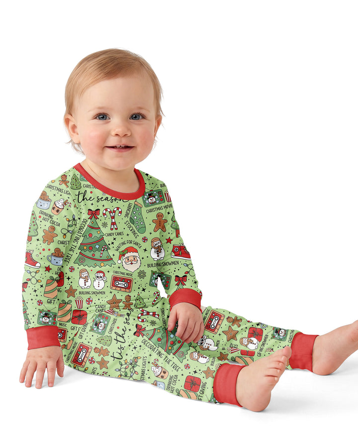 Christmas lights Bamboo Two Piece Long Sleeve Pajama Set