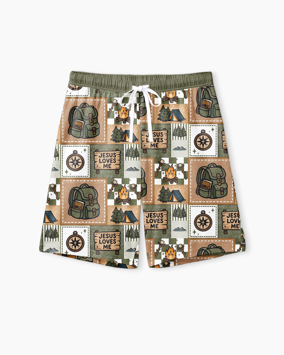 Camping Jesus Loves Me Bamboo Men Short Sleeve Short Pajama Set