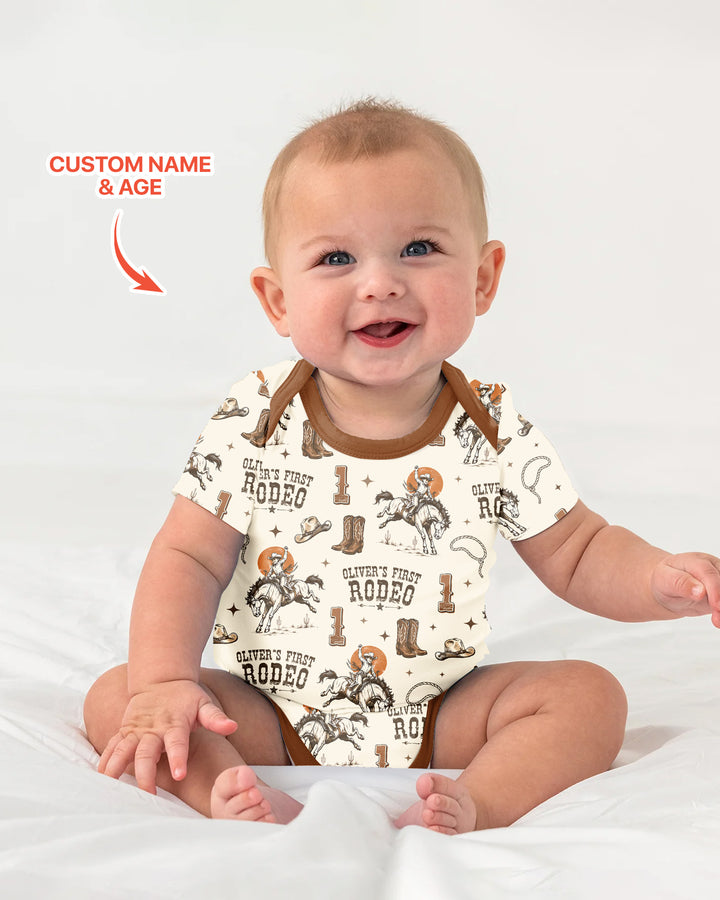 Custom Name Birthday Rodeo Bamboo Bodysuit