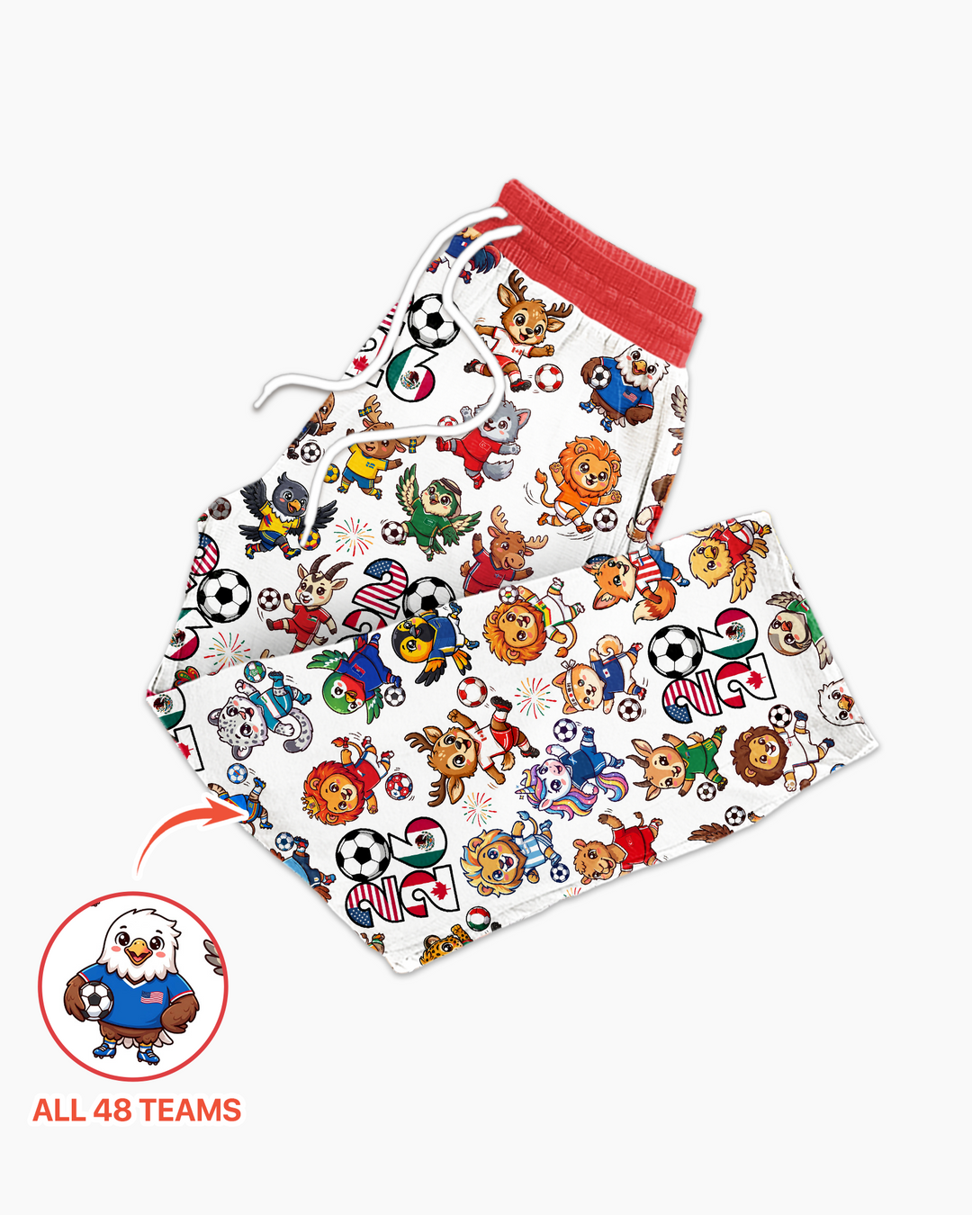 Kawaii Animals Soccer Tour 2026 Family Matching Bamboo Men's Pajama Set