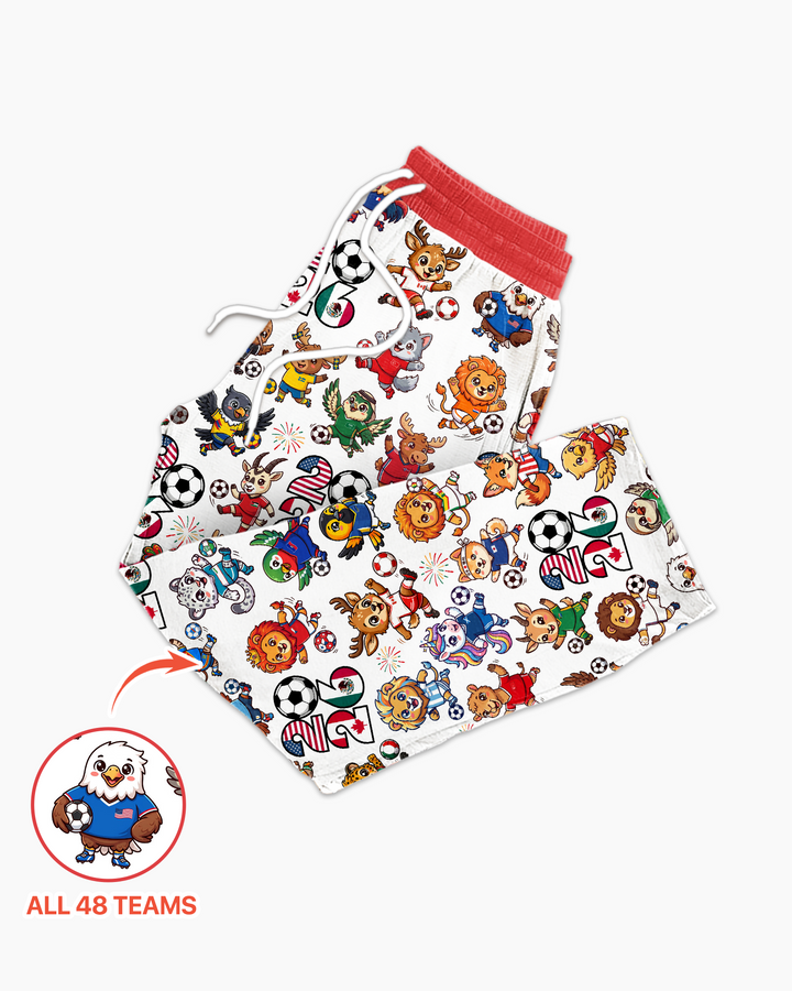 Kawaii Animals Soccer Tour 2026 Family Matching Bamboo Men's Pajama Set