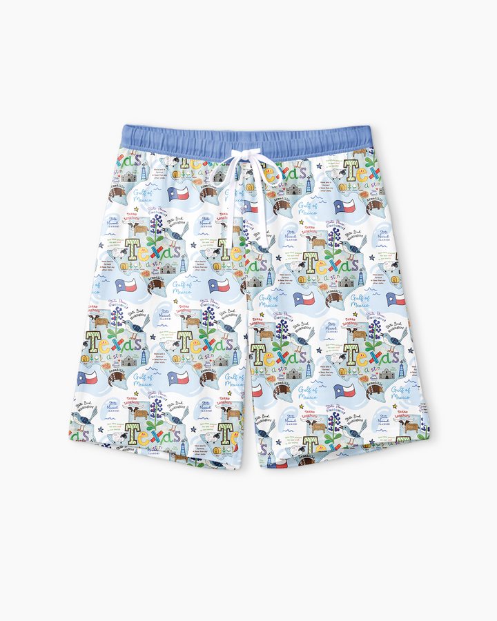 Texas Map Family Matching Bamboo Men Short Sleeve Short Pajama Set