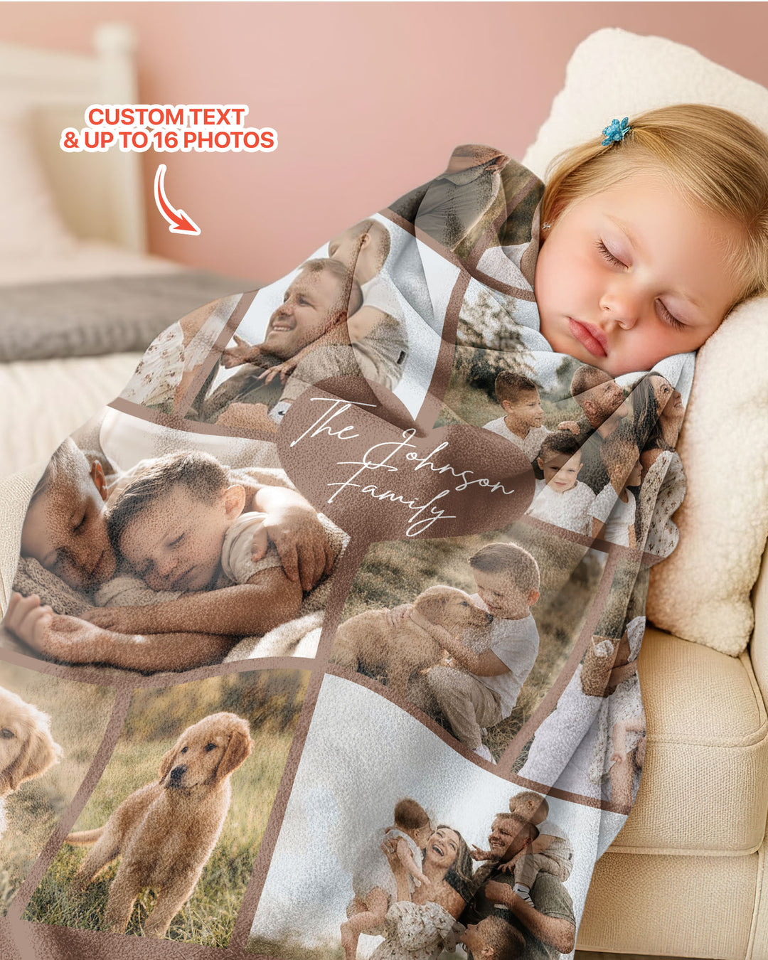 Custom Photo Collage Family Bamboo Blanket