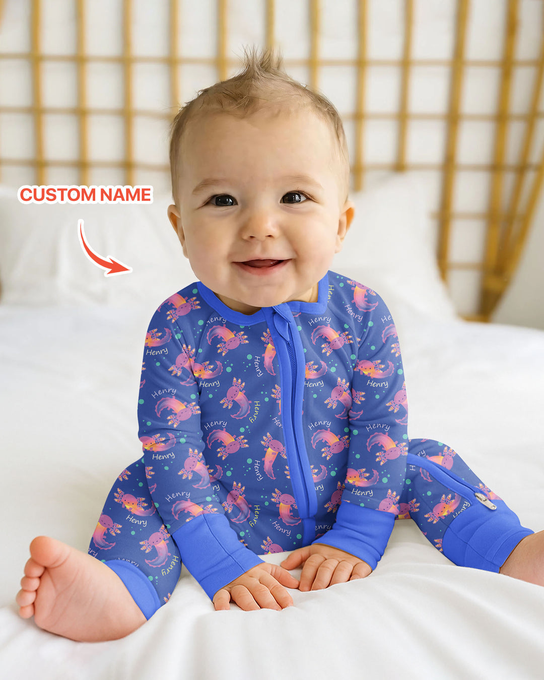 Axolotl Glow Custom Name Bamboo Convertible Zippy