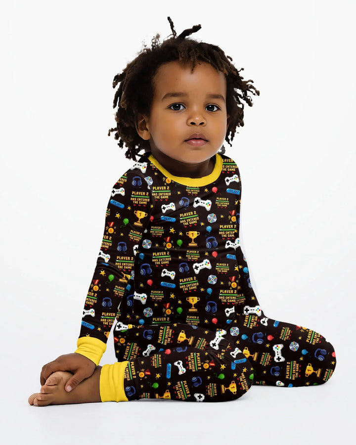 Leveled Up Daddy & Me Matching Bamboo Two Piece Long Sleeve Pajama Set