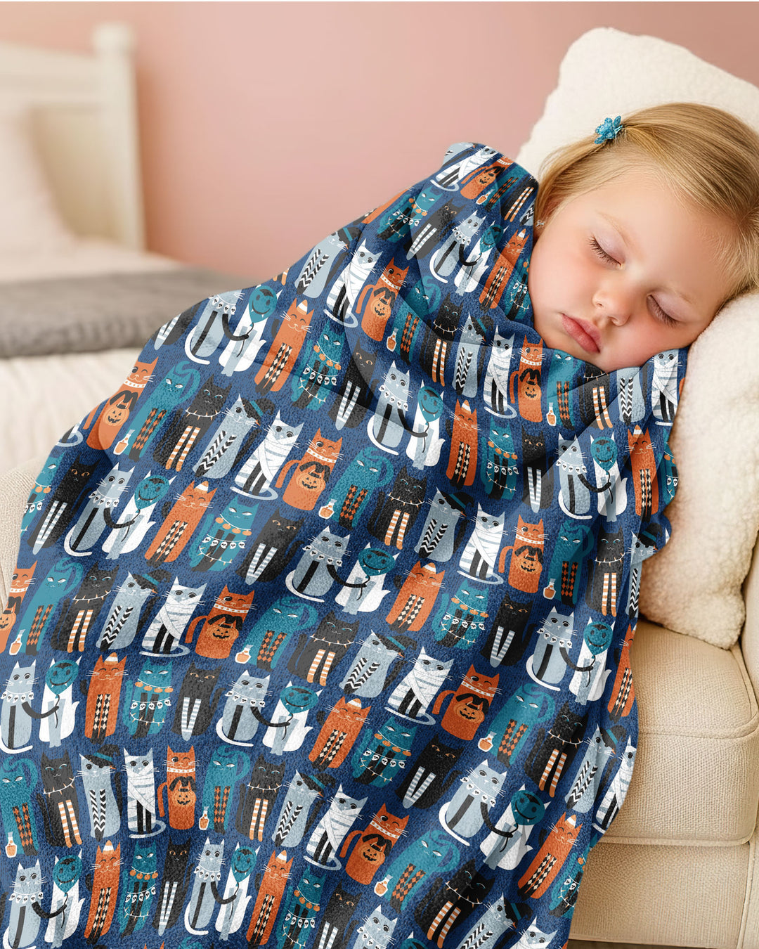 Retro Halloween Cat Bamboo Blanket