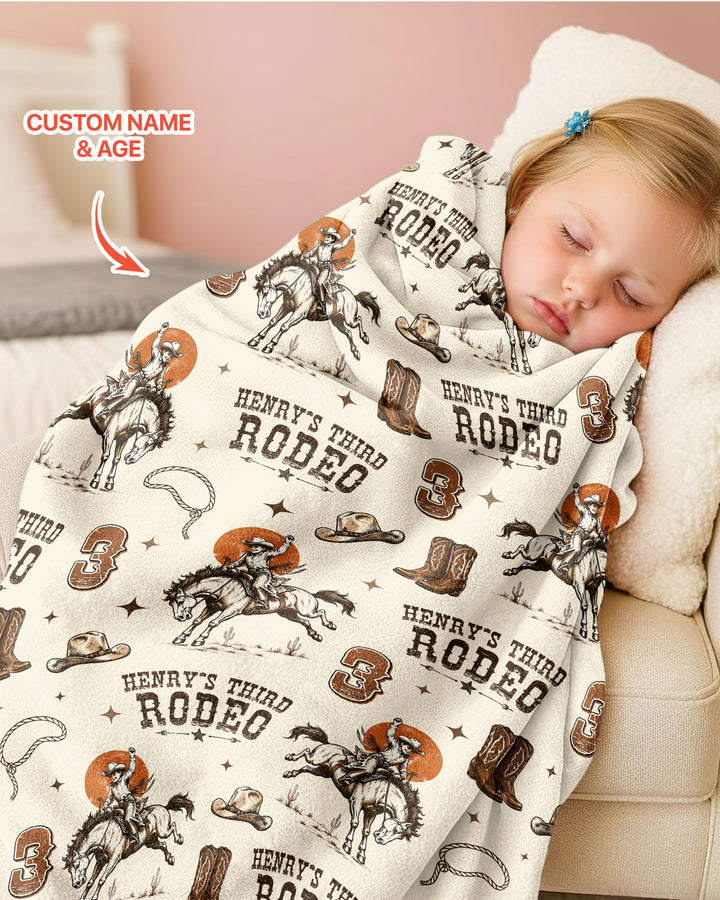 Custom Name Birthday Rodeo Bamboo Blanket