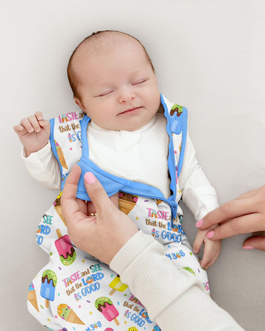 Jesus Summer Ice Cream Taste and See That The Lord Is Good Bamboo Sleep Bag