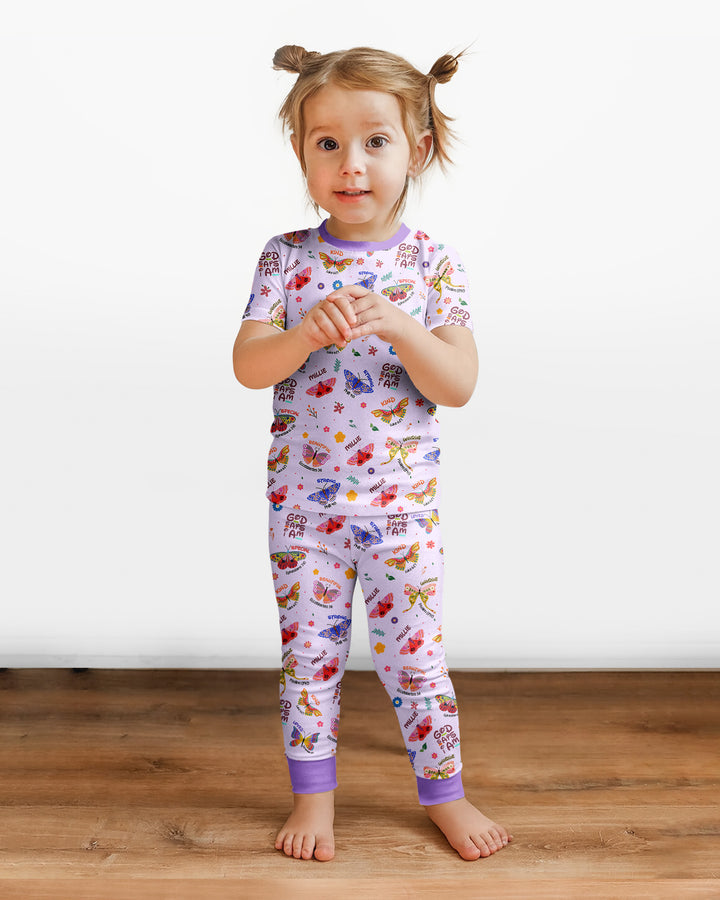 Custom Name God says I am Butterfly Bamboo Two Piece Short Sleeve Pyjamas Set